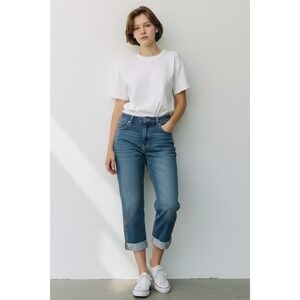 Coldwater Creek Natural Fit‎ Embroidered Cuffed Jeans Medium Wash Blue Womens 28